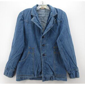 VINTAGE Wild Oats Jacket 38 Denim Blazer Utility Chore Coat 80s Western